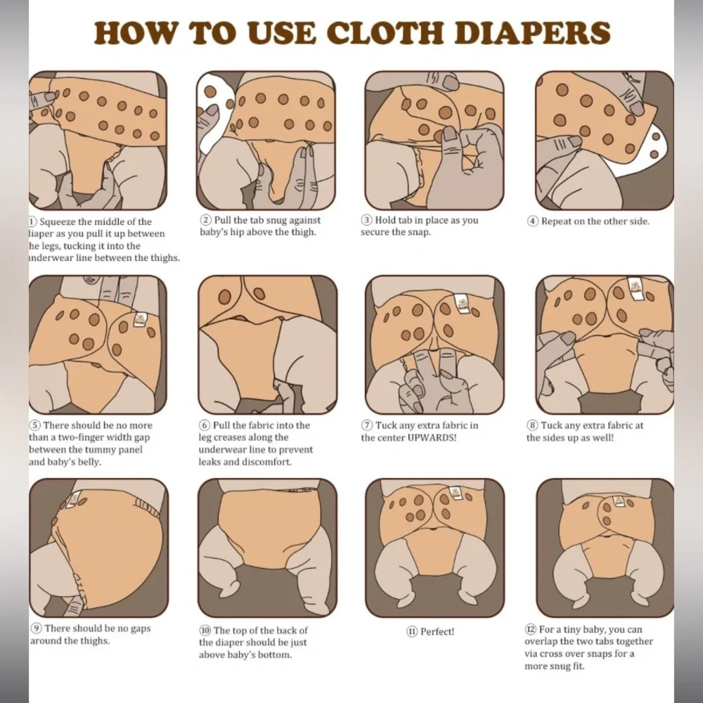 Mama Koala 3.0 Cloth Diapers for Babies with AWJ Lining, 6 Pack with 12 5-Layer
